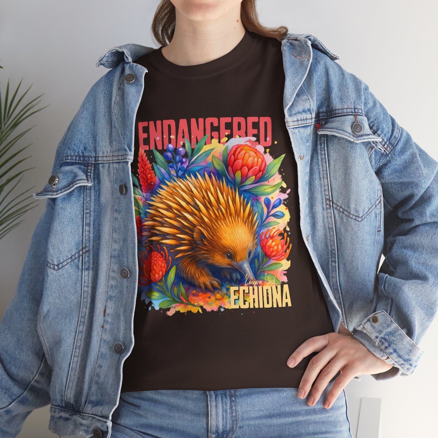 Endangered Kangaroo Island Echidna – Adult T-Shirt | Australian Wildlife Conservation Design | Waratah and Wood Hearts and Habitats