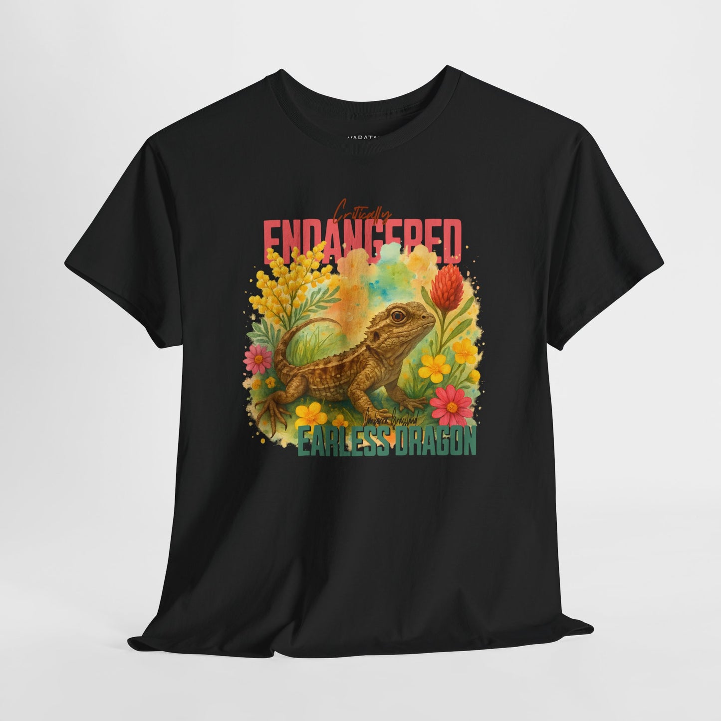 Critically Endangered Canberra Grassland Earless Dragon - Adult T-Shirt – Australian Wildlife Awareness