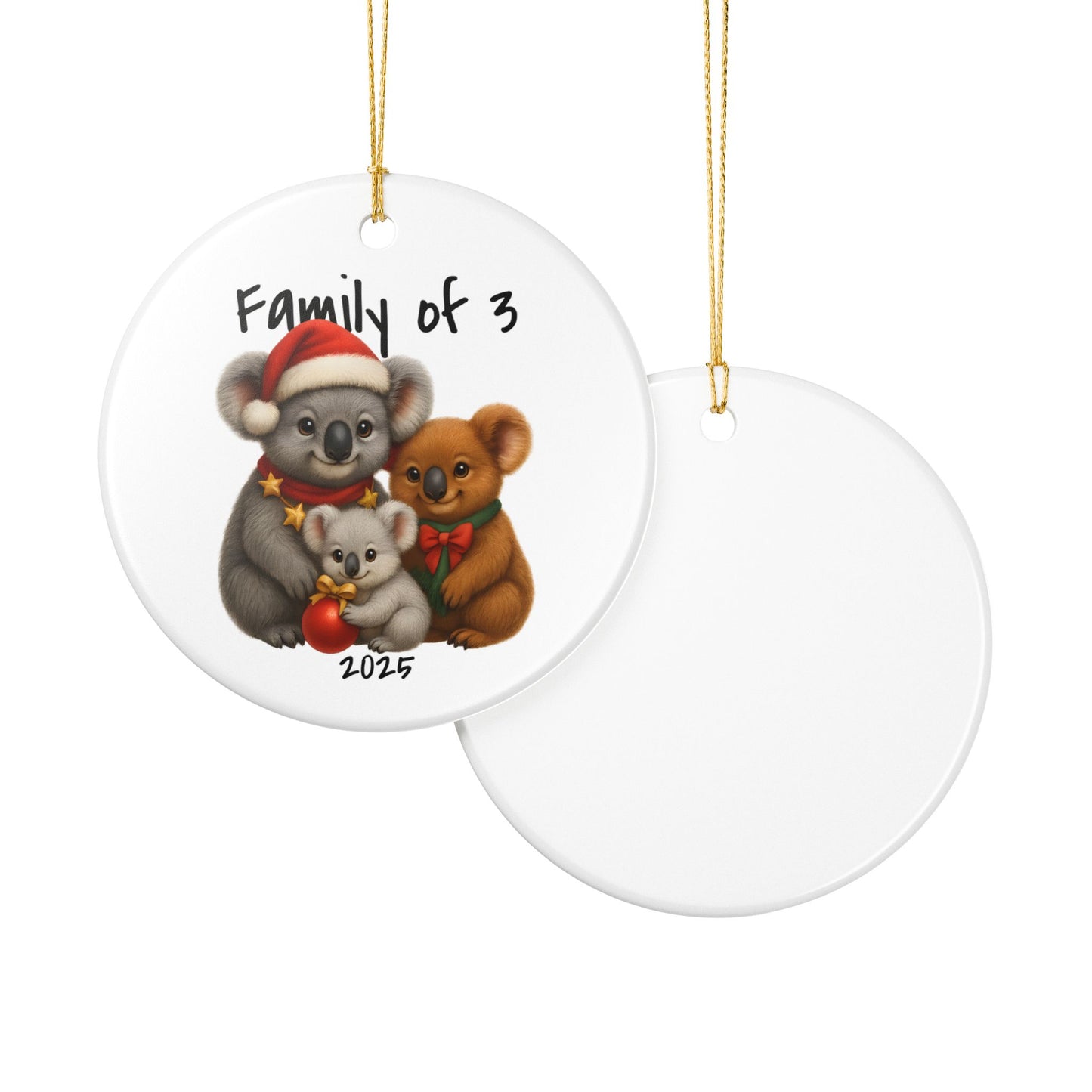 Family of 3 Australian Animal Christmas Ornament – Koala Design – 2025 Festive Keepsake
