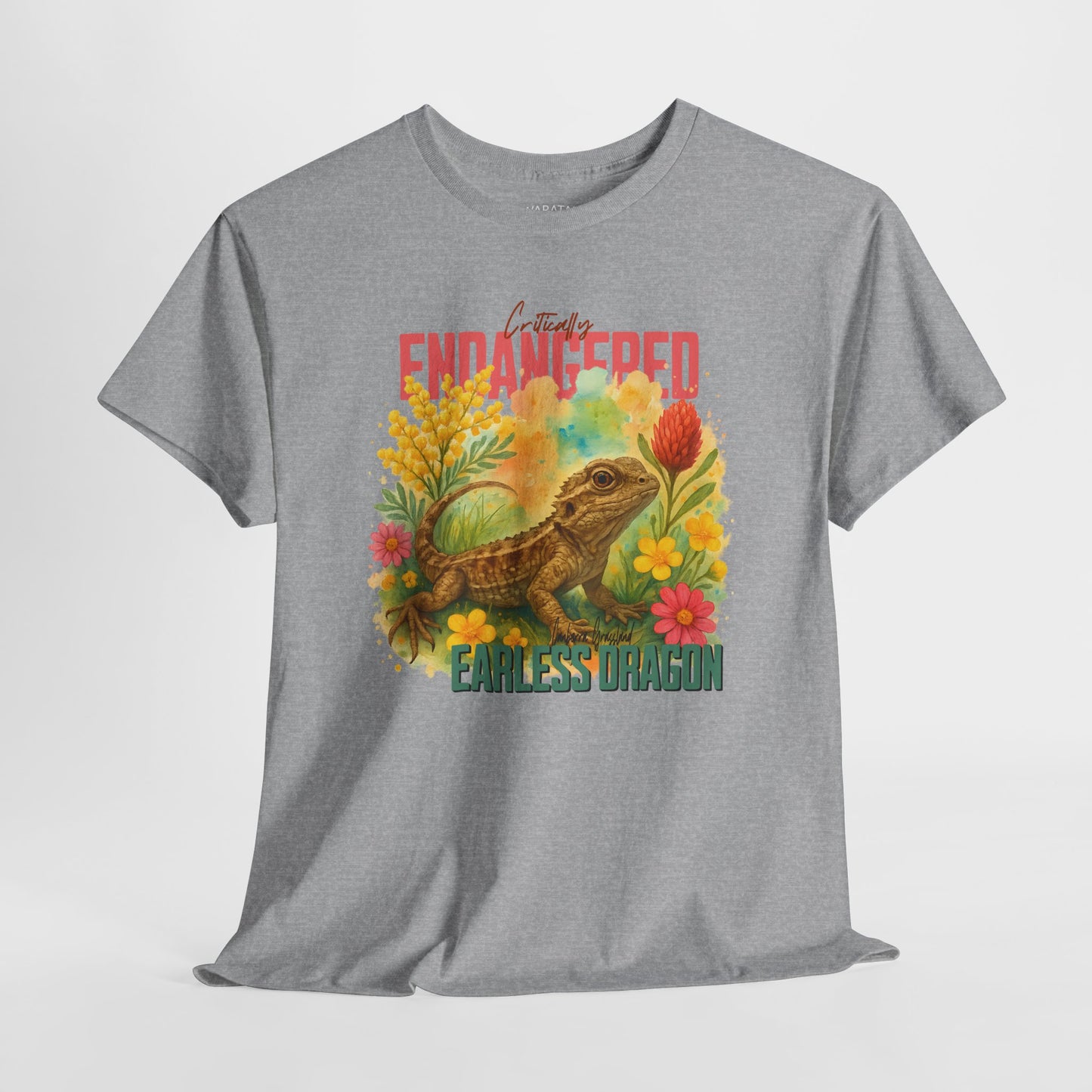 Critically Endangered Canberra Grassland Earless Dragon - Adult T-Shirt – Australian Wildlife Awareness