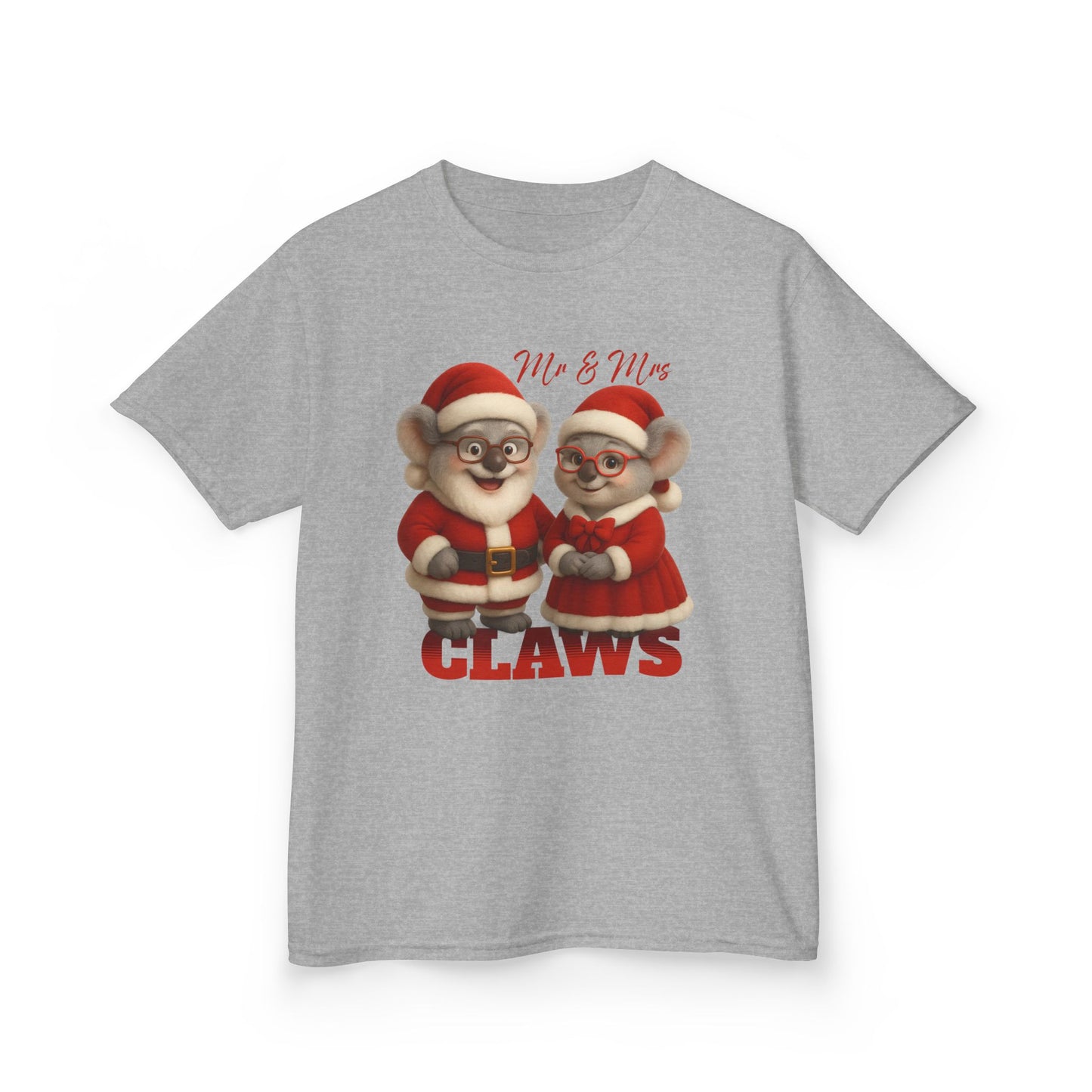 Mr and Mrs Claws – Kids T-Shirt | Koala Santa and Mrs Claws Design | Gumleaf Gang Festive Friends
