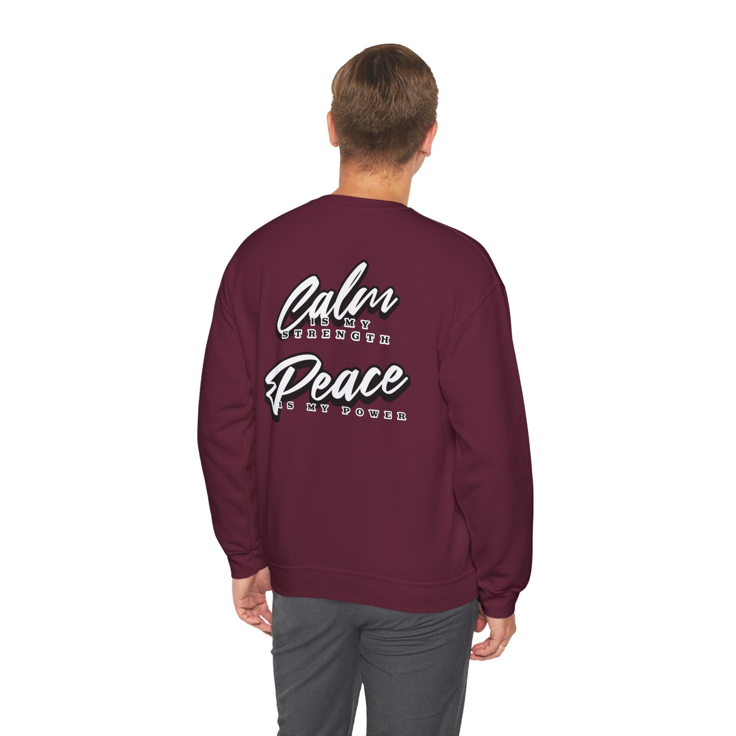 Steady as Stone – Root Chakra Affirmation Adult Sweatshirt | Calm Is My Strength, Peace Is My Power | Waratah and Wood Global Collection