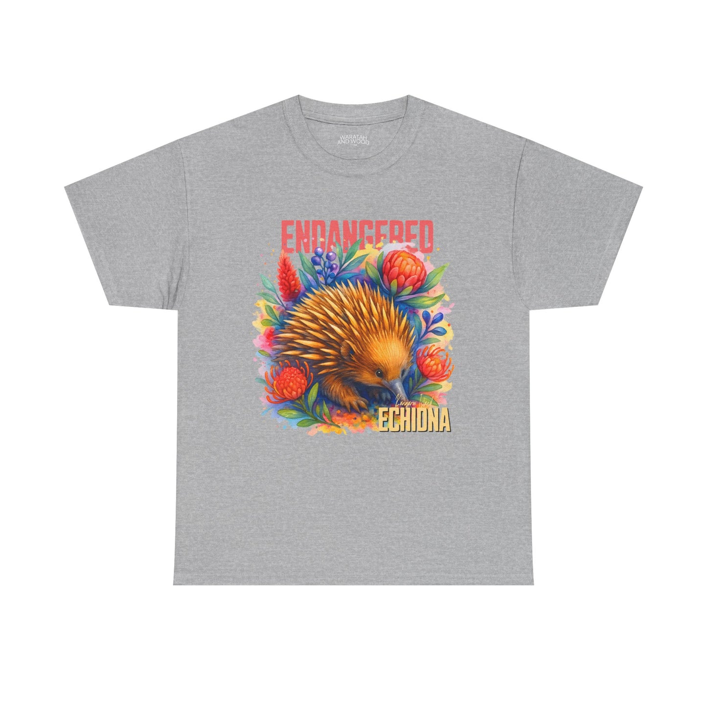 Endangered Kangaroo Island Echidna – Adult T-Shirt | Australian Wildlife Conservation Design | Waratah and Wood Hearts and Habitats