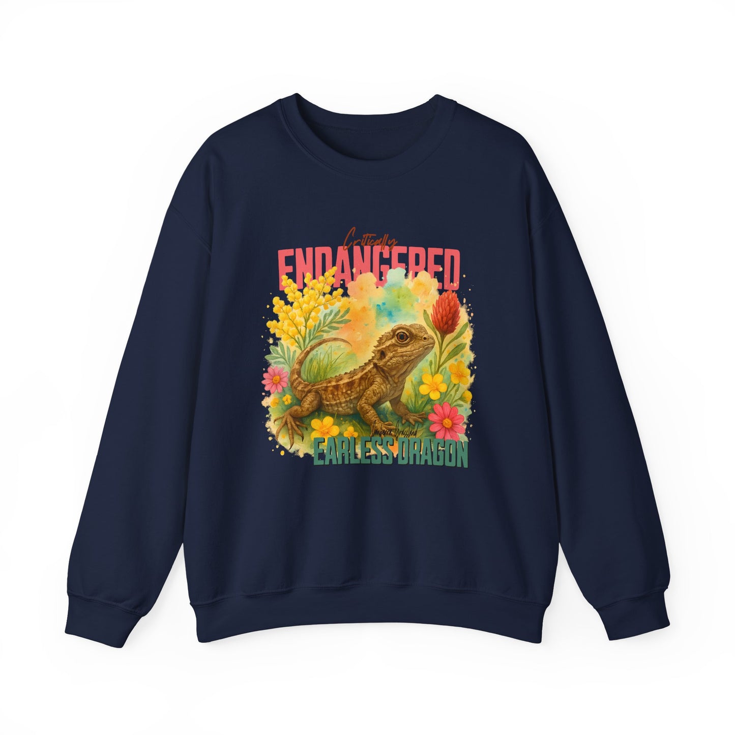 Critically Endangered Canberra Grassland Earless Dragon - Adult Sweatshirt – Australian Wildlife Awareness