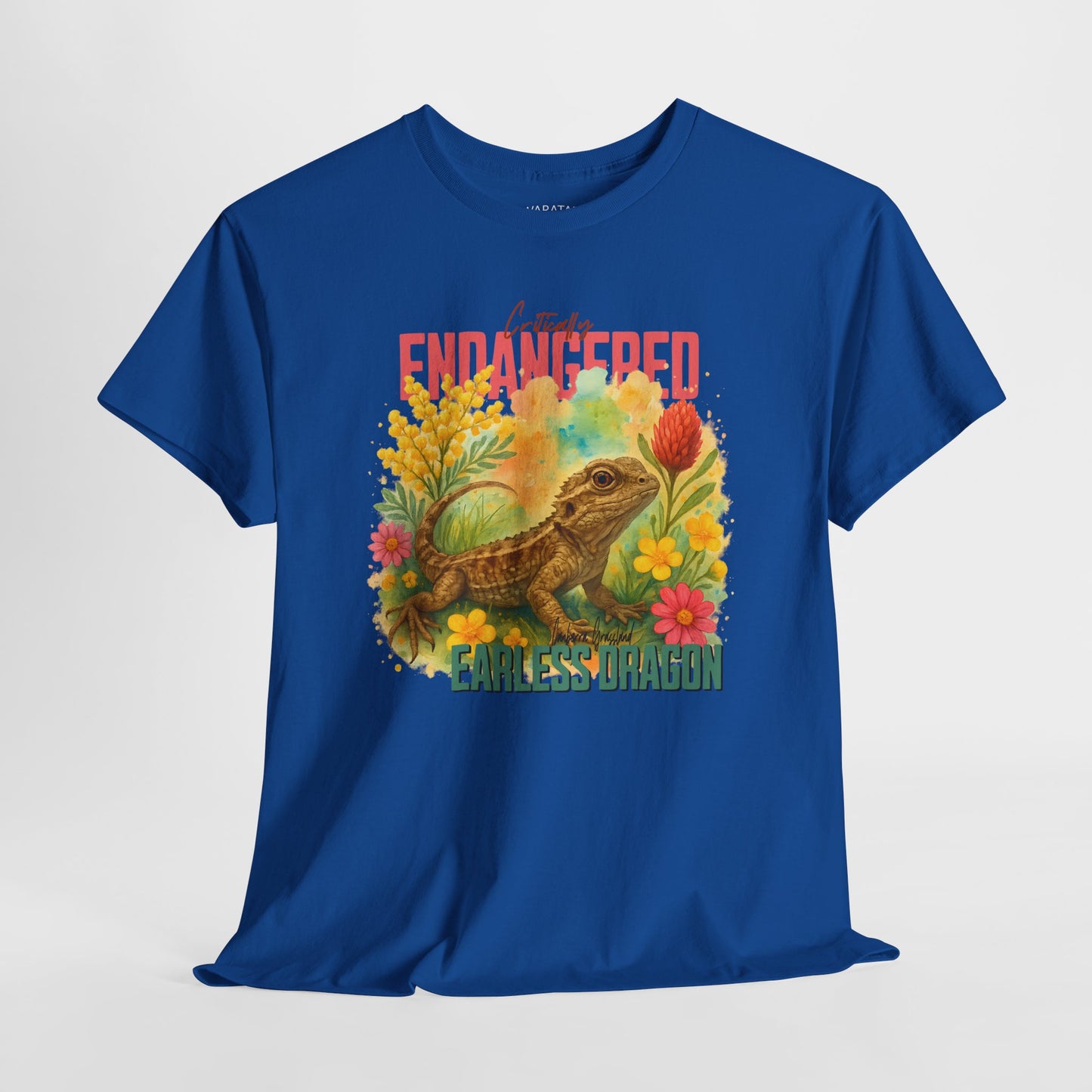 Critically Endangered Canberra Grassland Earless Dragon - Adult T-Shirt – Australian Wildlife Awareness