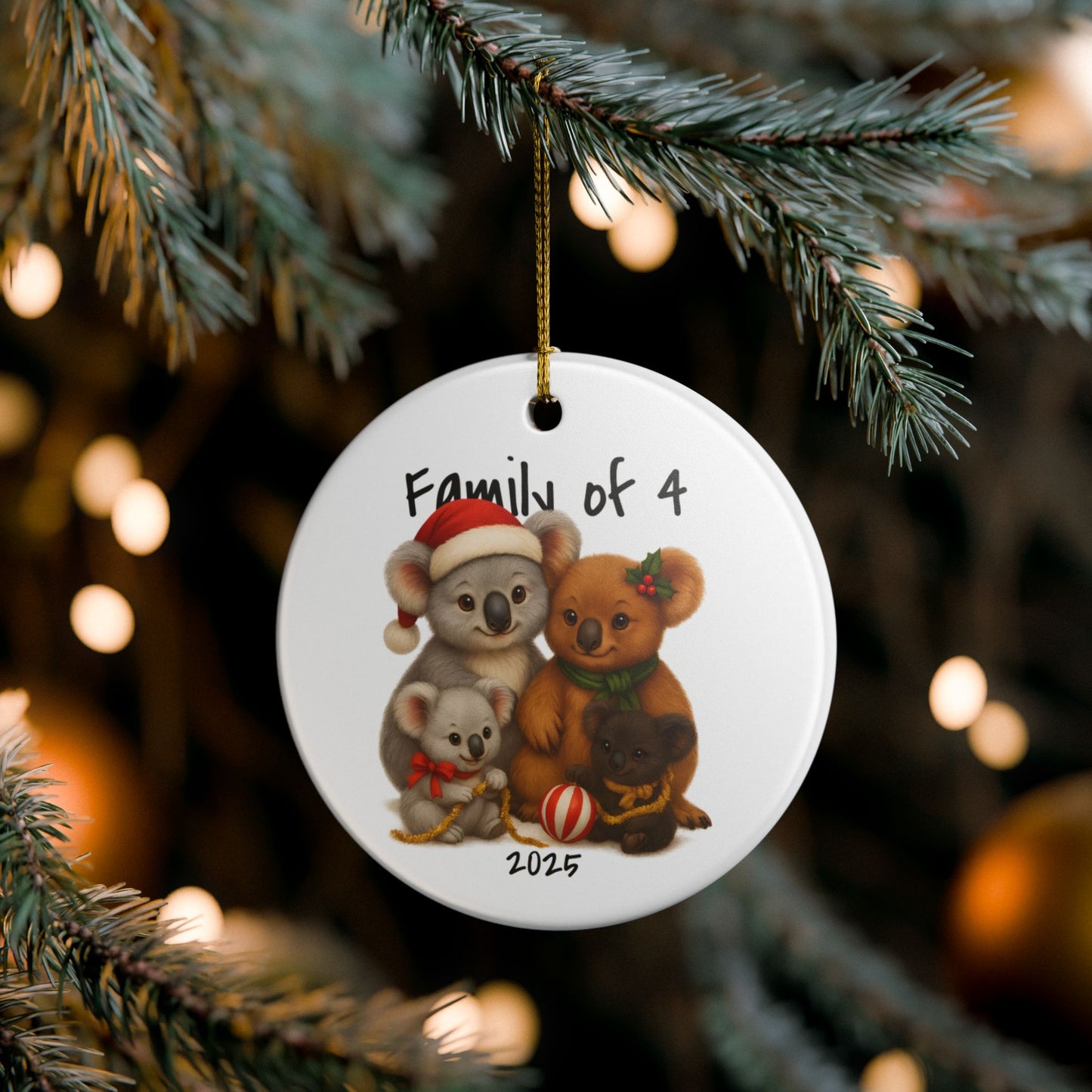 Family of 4 Australian Animal Christmas Ornament – Koala Design – 2025 Festive Keepsake
