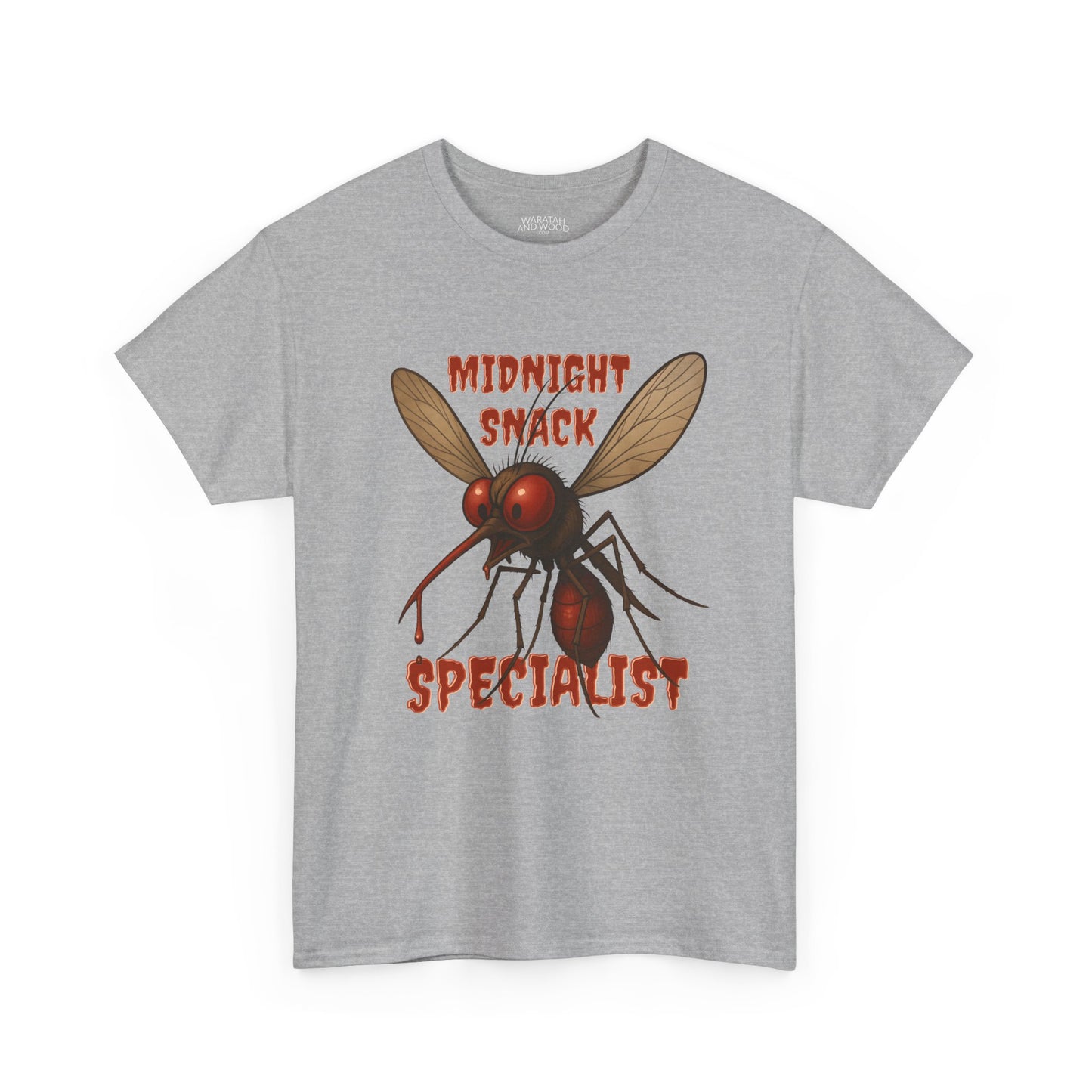 Midnight Snack Specialist – Adult T-Shirt | Funny Aussie Mozzie Vampire Design | Waratah and Wood Pride and Play Collection