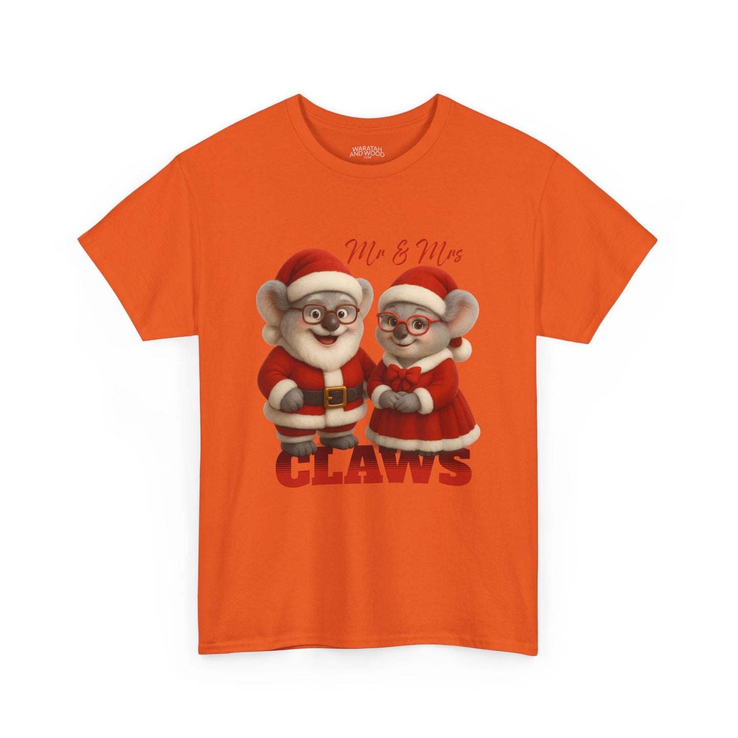 Mr and Mrs Claws – Adult T-Shirt | Koala Santa and Mrs Claws Design | Gumleaf Gang Festive Friends