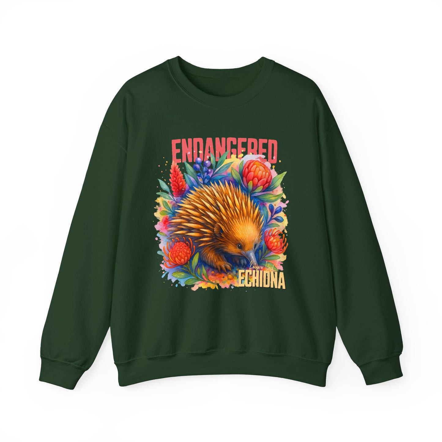Endangered Kangaroo Island Echidna – Adult Sweatshirt | Australian Wildlife Conservation Design | Waratah and Wood Hearts and Habitats