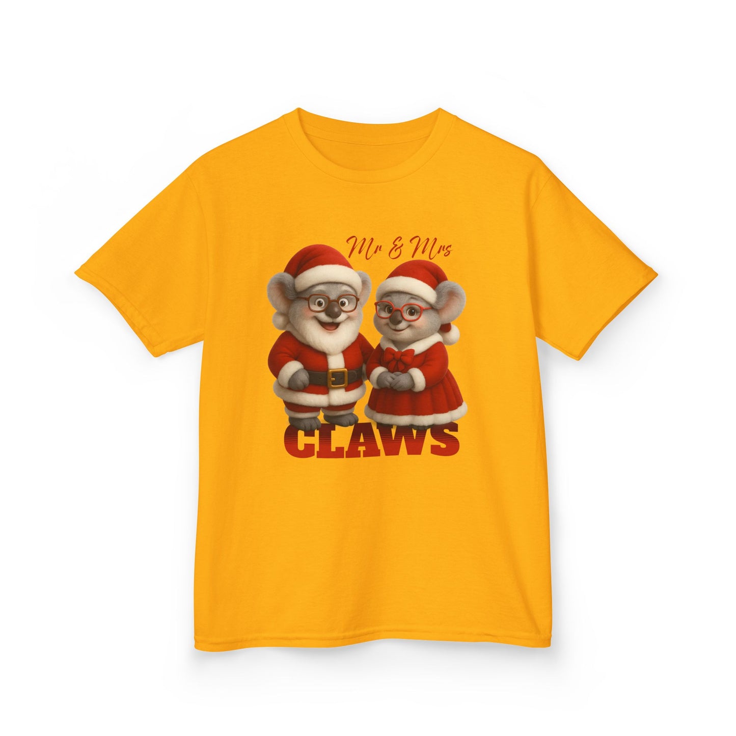 Mr and Mrs Claws – Kids T-Shirt | Koala Santa and Mrs Claws Design | Gumleaf Gang Festive Friends