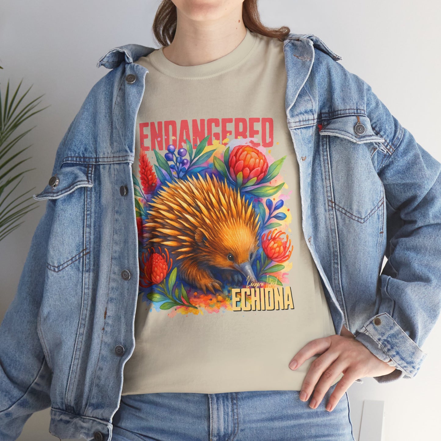 Endangered Kangaroo Island Echidna – Adult T-Shirt | Australian Wildlife Conservation Design | Waratah and Wood Hearts and Habitats