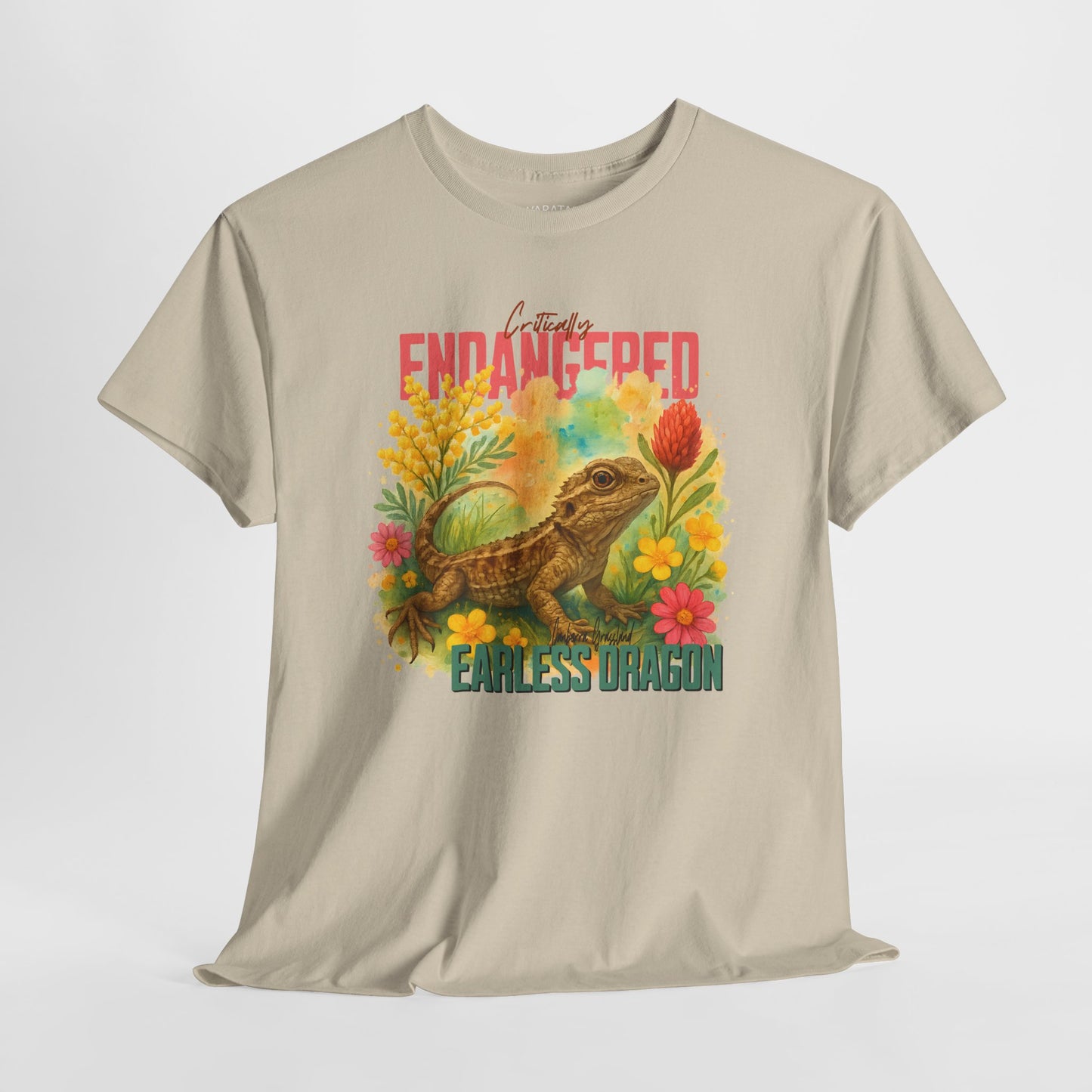 Critically Endangered Canberra Grassland Earless Dragon - Adult T-Shirt – Australian Wildlife Awareness