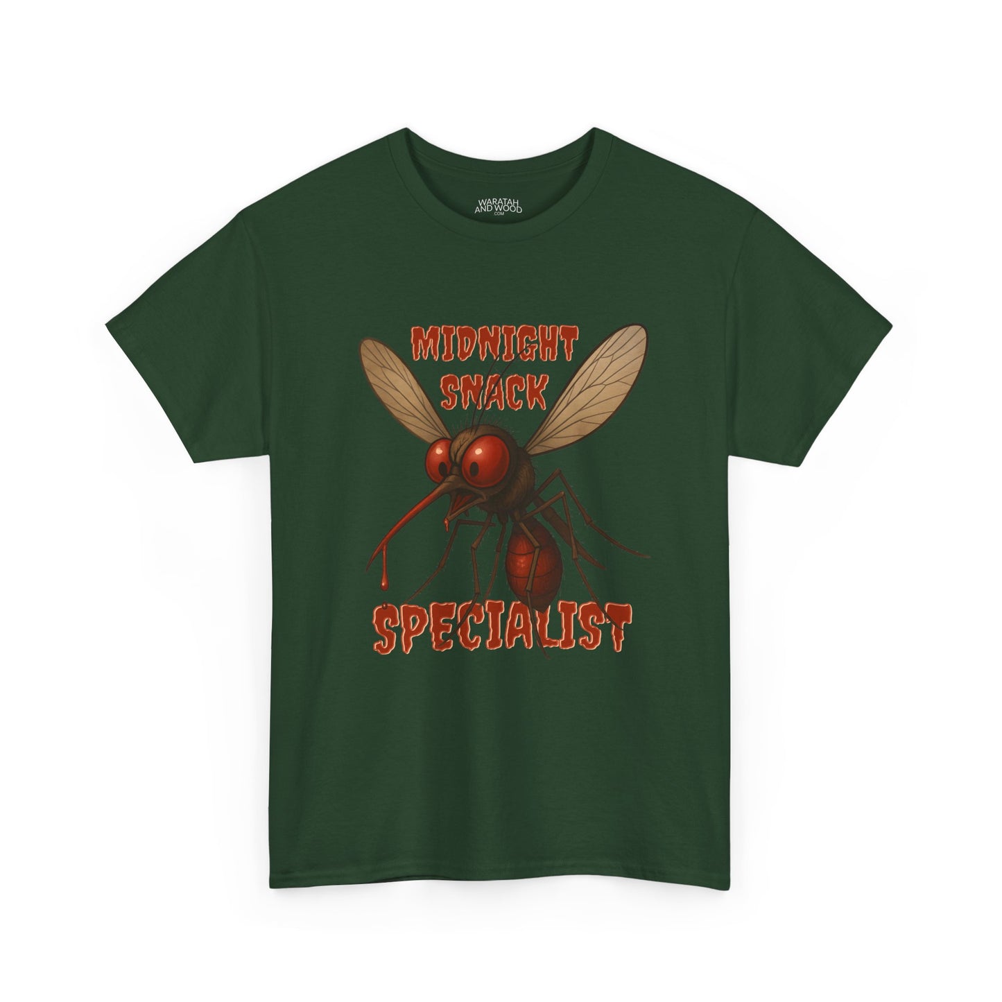 Midnight Snack Specialist – Adult T-Shirt | Funny Aussie Mozzie Vampire Design | Waratah and Wood Pride and Play Collection
