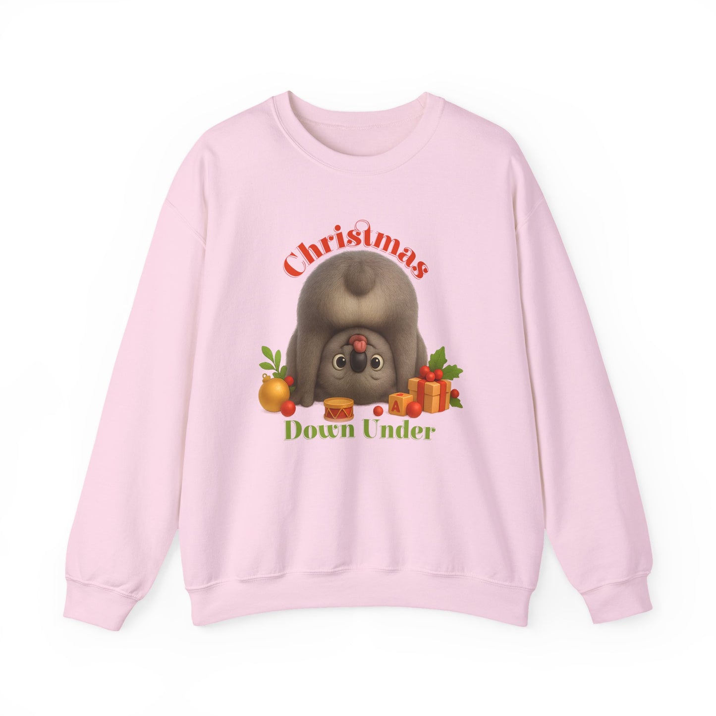 Christmas Down Under – Adult Sweatshirt | Upside Down Koala Christmas Design | Gumleaf Gang Festive Friends