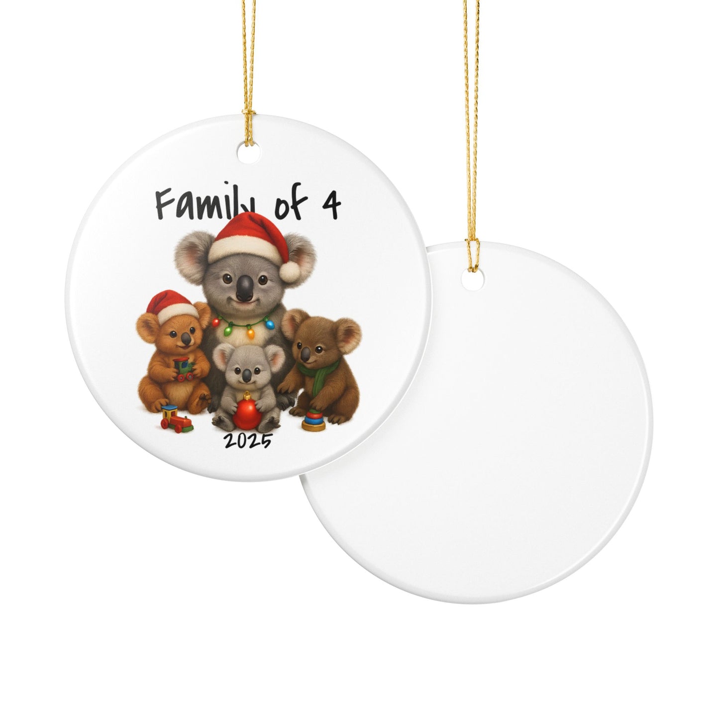 Single Parent Family of 4 Australian Animal Christmas Ornament – Koala Design – 2025 Festive Keepsake