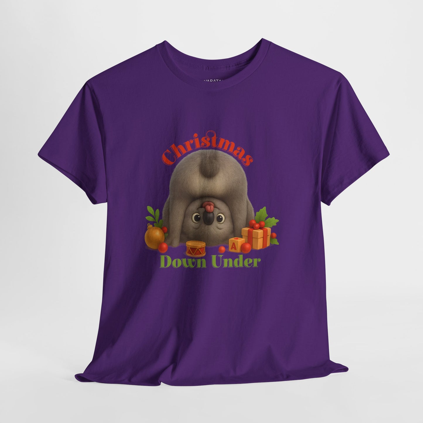 Christmas Down Under – Adult T-Shirt | Upside Down Koala Christmas Design | Gumleaf Gang Festive Friends