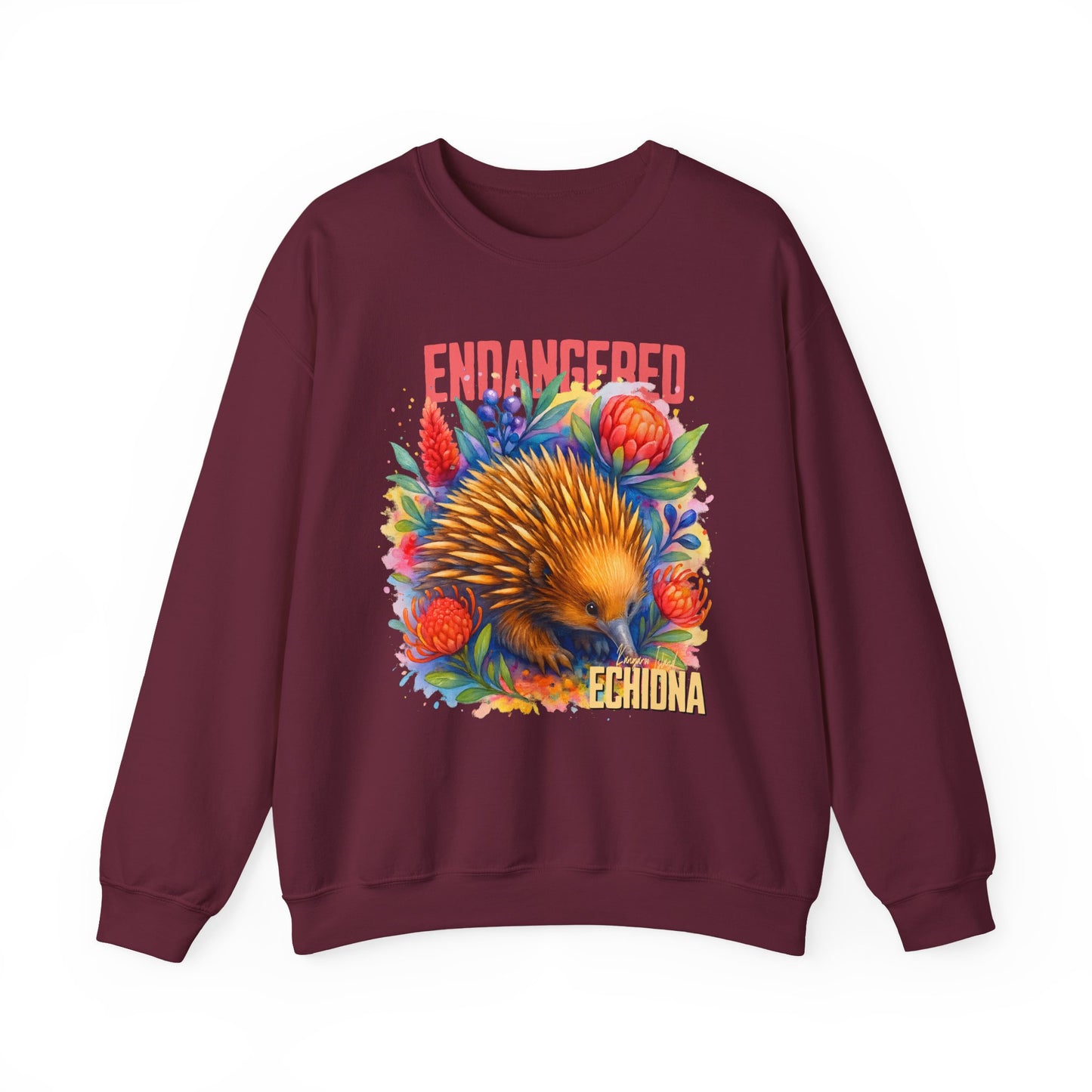 Endangered Kangaroo Island Echidna – Adult Sweatshirt | Australian Wildlife Conservation Design | Waratah and Wood Hearts and Habitats