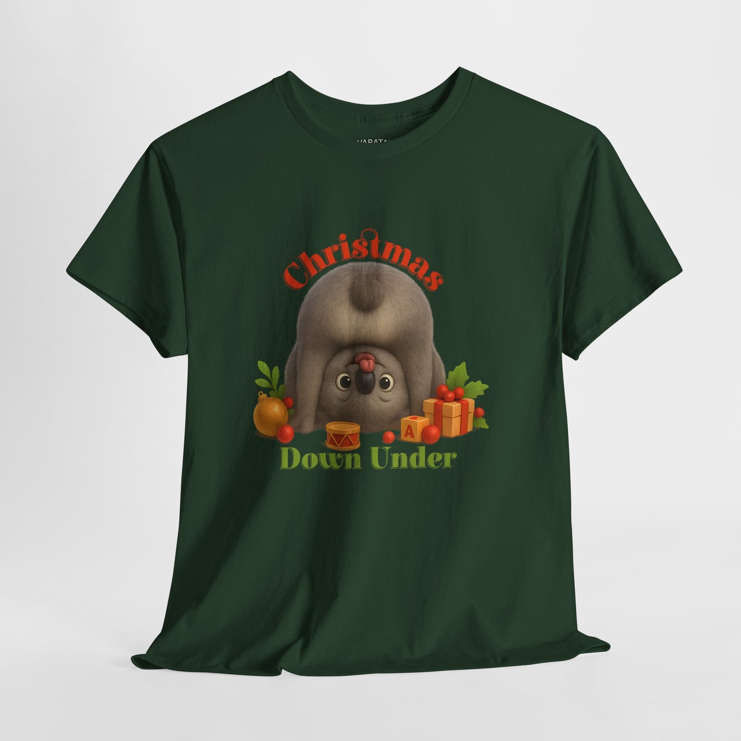 Christmas Down Under – Adult T-Shirt | Upside Down Koala Christmas Design | Gumleaf Gang Festive Friends