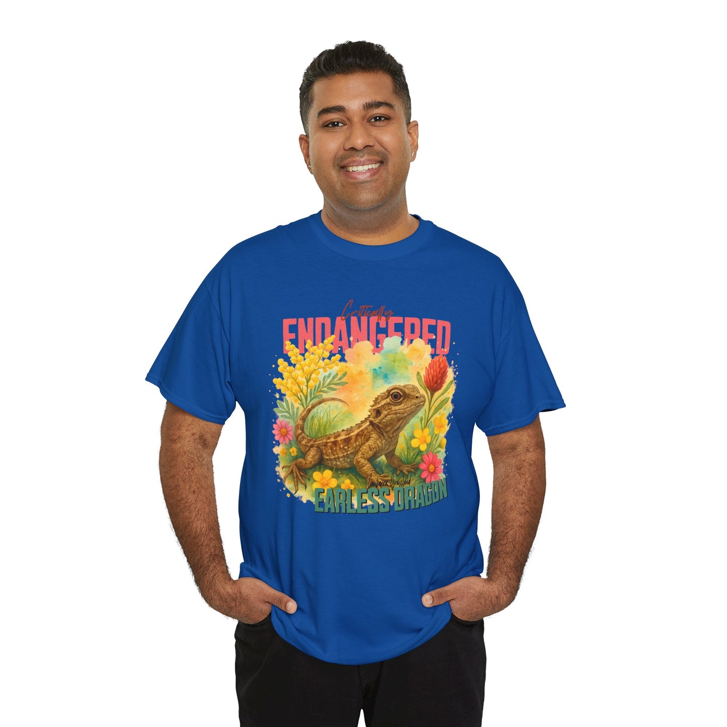Critically Endangered Canberra Grassland Earless Dragon - Adult T-Shirt – Australian Wildlife Awareness