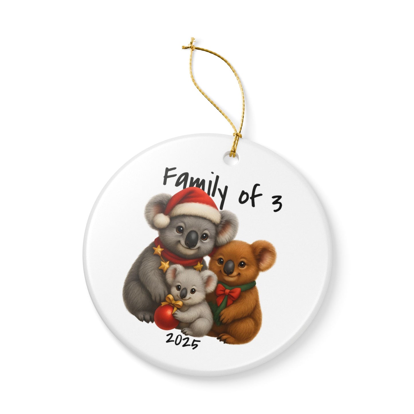 Family of 3 Australian Animal Christmas Ornament – Koala Design – 2025 Festive Keepsake