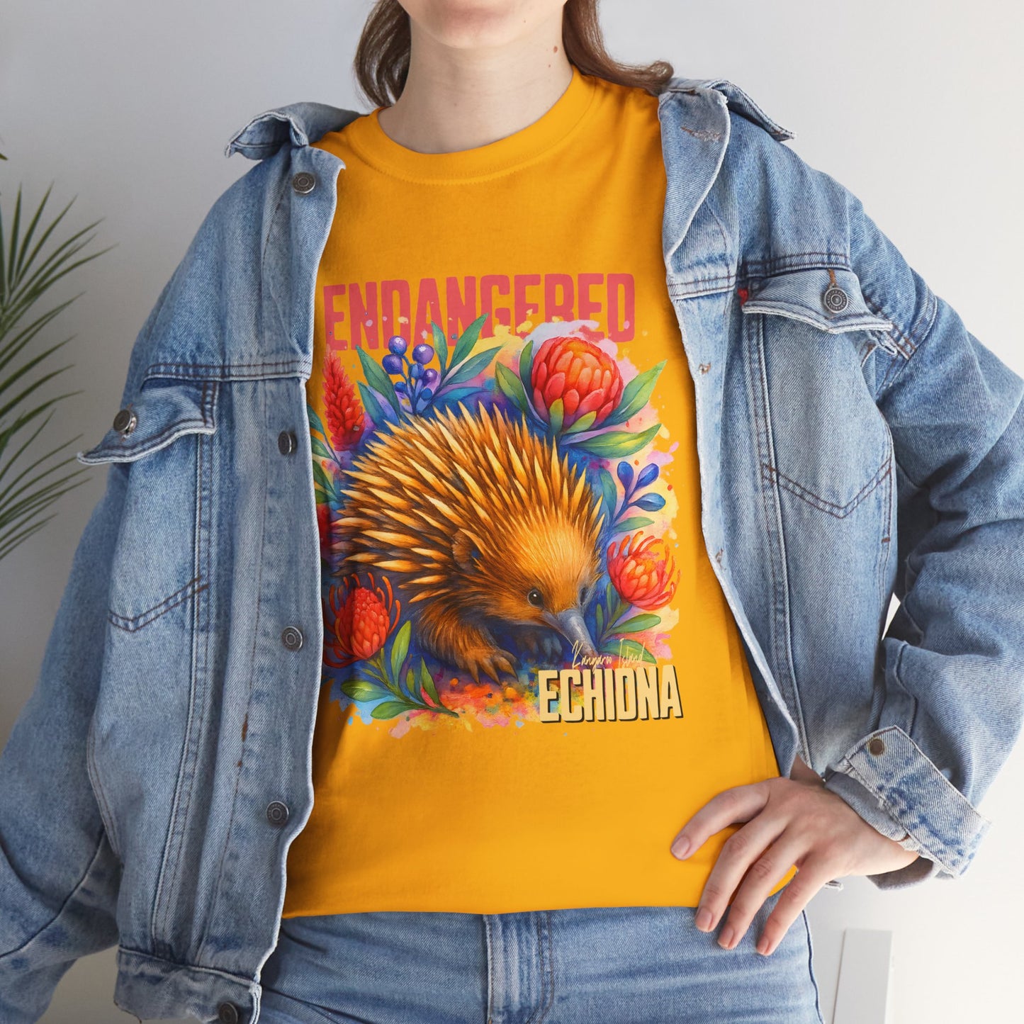 Endangered Kangaroo Island Echidna – Adult T-Shirt | Australian Wildlife Conservation Design | Waratah and Wood Hearts and Habitats