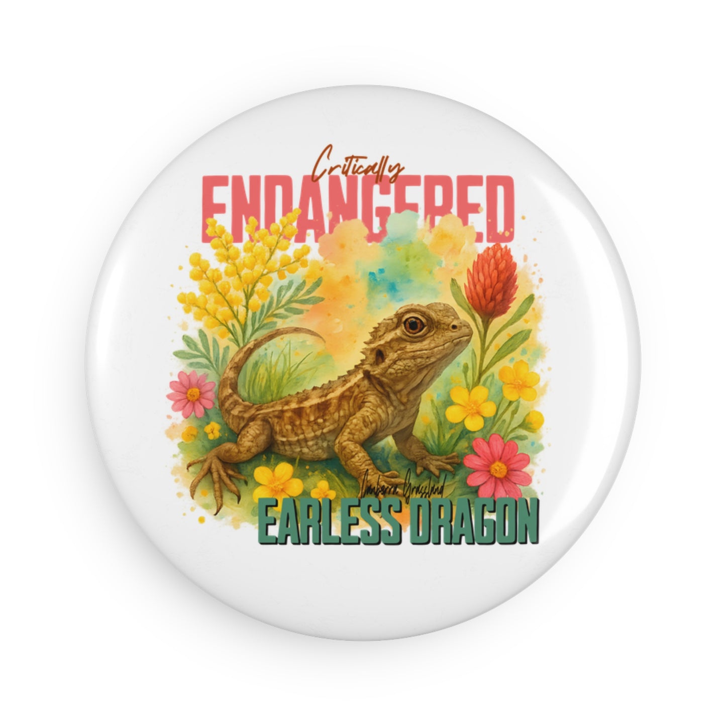 Critically Endangered Canberra Grassland Earless Dragon - Fridge Magnet – Australian Wildlife Awareness