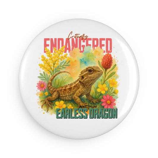 Critically Endangered Canberra Grassland Earless Dragon - Fridge Magnet – Australian Wildlife Awareness