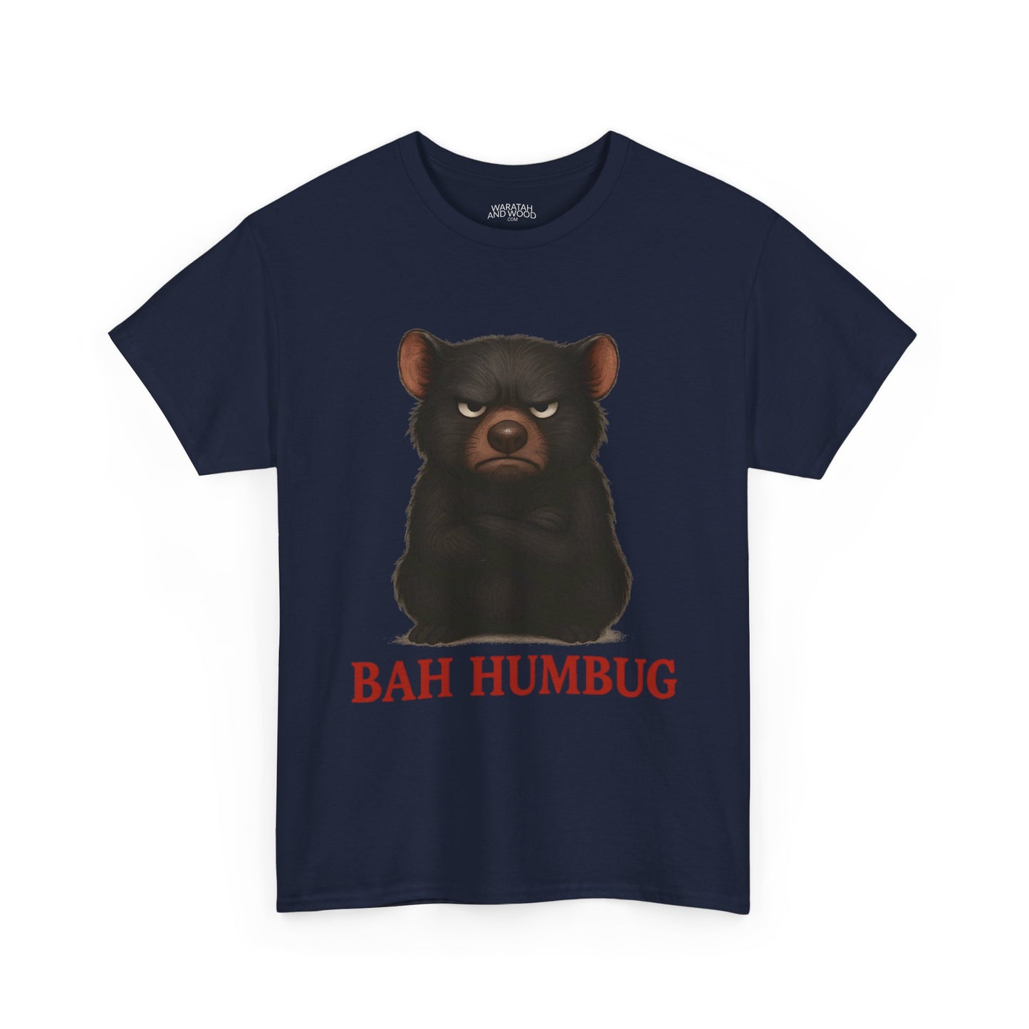 Bah Humbug Christmas – Adult T-Shirt | Tasmanian Devil Design | Gumleaf Gang Festive Friends