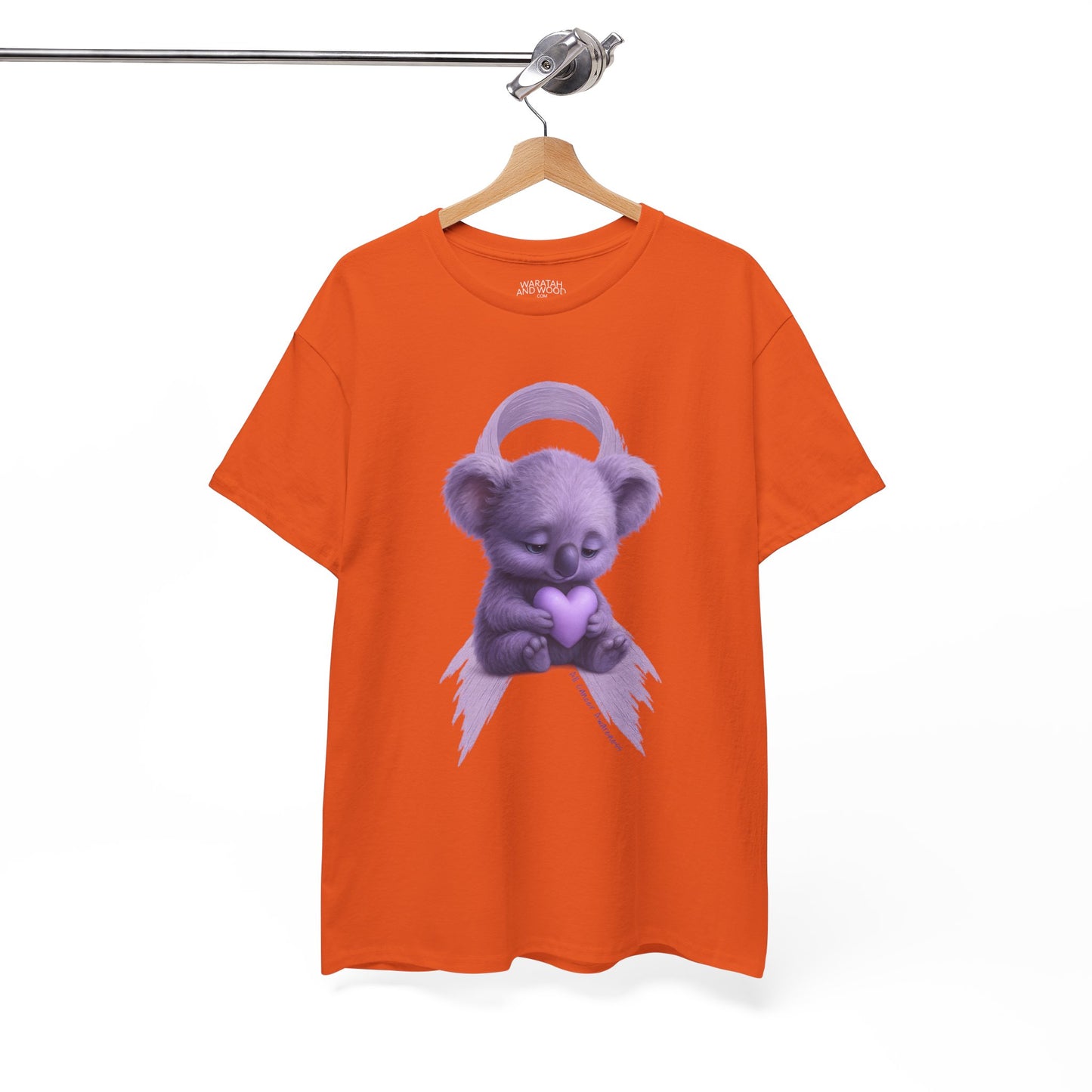 All Cancer Awareness Koala – Lavender Heart  - Adult T-Shirt | Waratah and Wood Comfort and Courage Collection