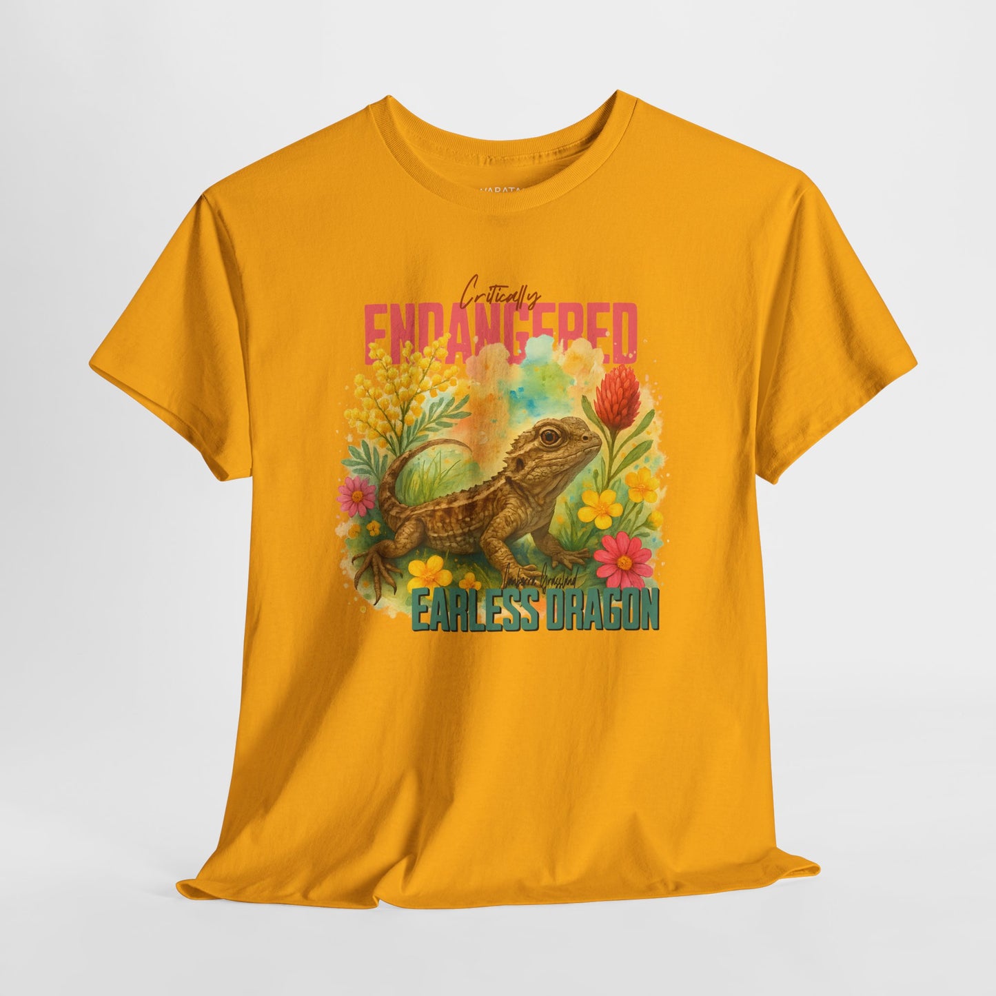 Critically Endangered Canberra Grassland Earless Dragon - Adult T-Shirt – Australian Wildlife Awareness