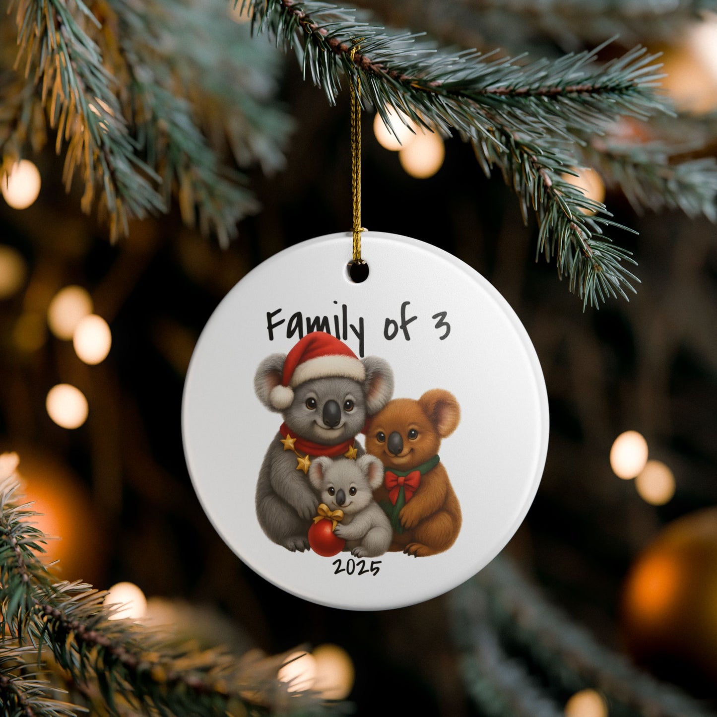 Family of 3 Australian Animal Christmas Ornament – Koala Design – 2025 Festive Keepsake