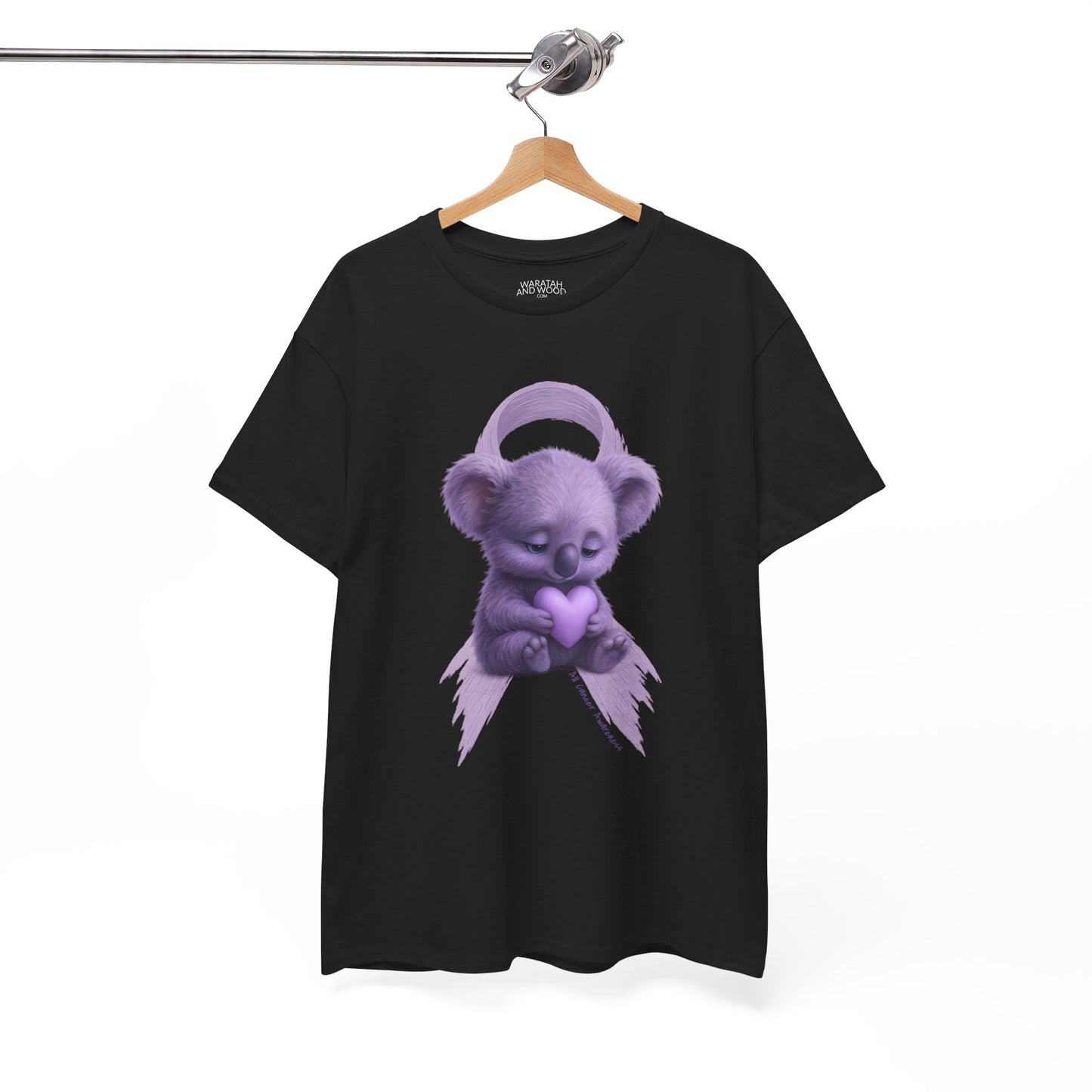 All Cancer Awareness Koala – Lavender Heart  - Adult T-Shirt | Waratah and Wood Comfort and Courage Collection