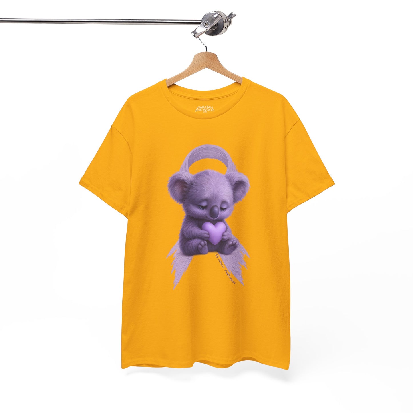 All Cancer Awareness Koala – Lavender Heart  - Adult T-Shirt | Waratah and Wood Comfort and Courage Collection