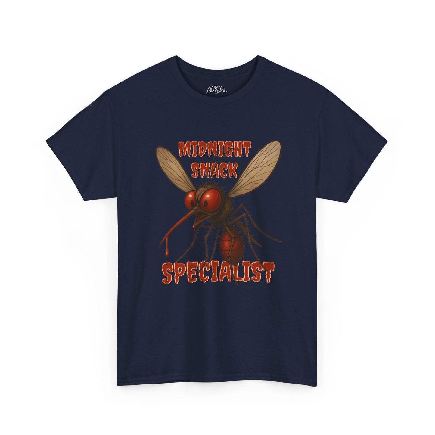 Midnight Snack Specialist – Adult T-Shirt | Funny Aussie Mozzie Vampire Design | Waratah and Wood Pride and Play Collection