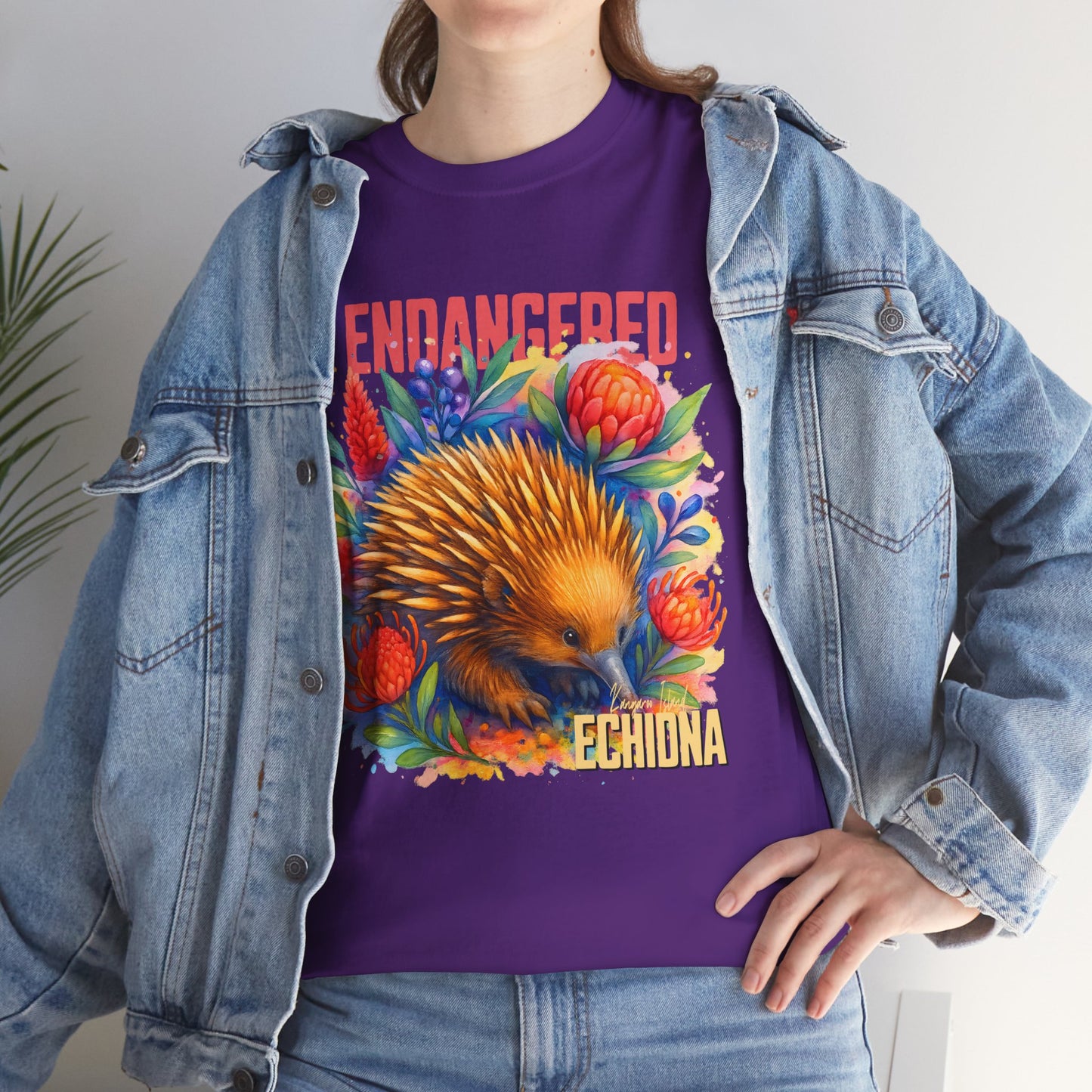 Endangered Kangaroo Island Echidna – Adult T-Shirt | Australian Wildlife Conservation Design | Waratah and Wood Hearts and Habitats