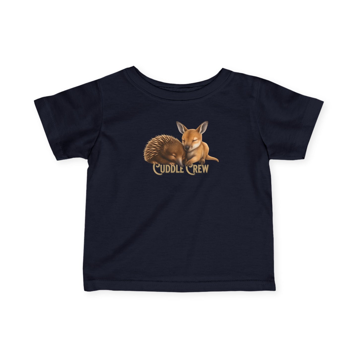 Cuddle Crew - Baby T-Shirt | Kangaroo and Echidna Australian Wildlife Design | Gumleaf Gang Bushland Bonds