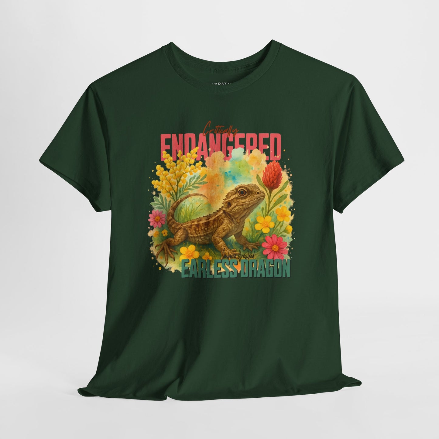 Critically Endangered Canberra Grassland Earless Dragon - Adult T-Shirt – Australian Wildlife Awareness