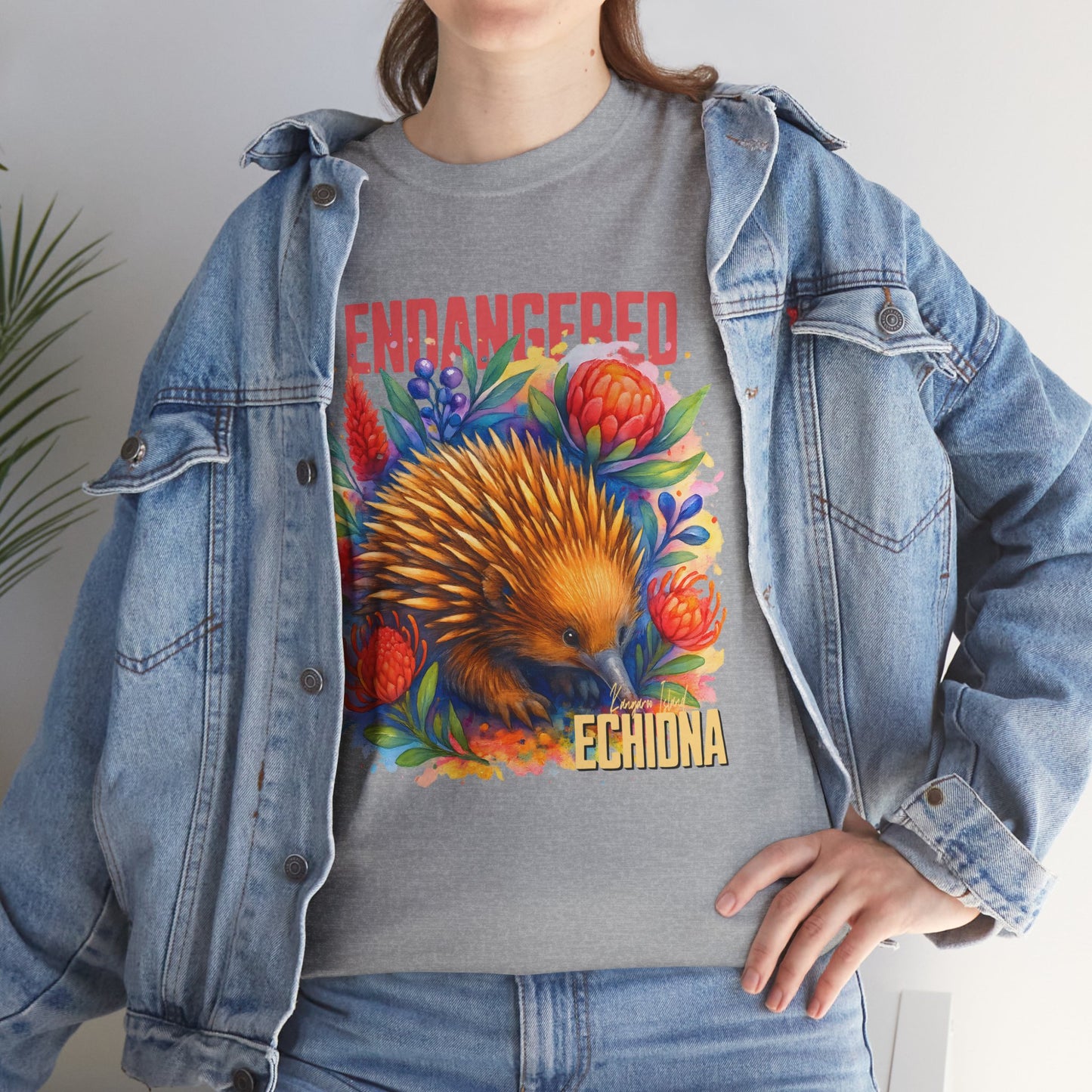 Endangered Kangaroo Island Echidna – Adult T-Shirt | Australian Wildlife Conservation Design | Waratah and Wood Hearts and Habitats