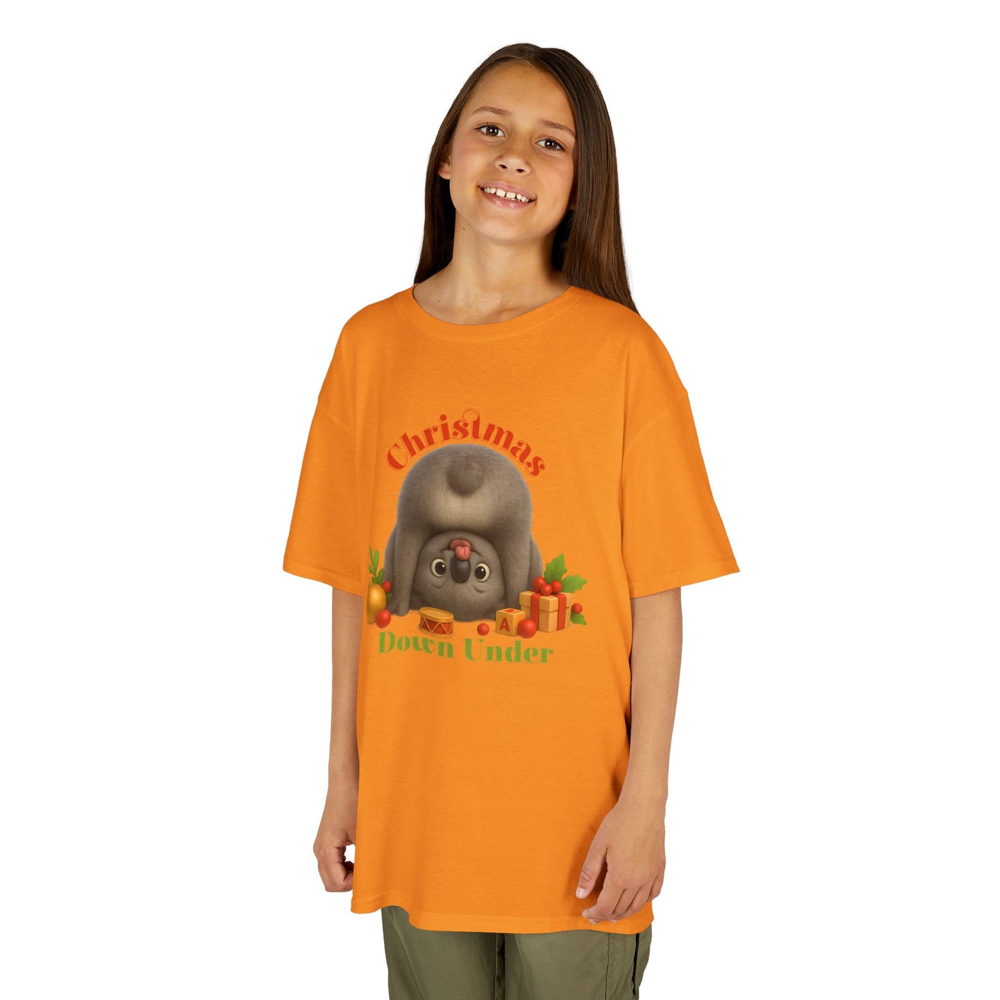 Christmas Down Under – Kids T-Shirt | Upside Down Koala Christmas Design | Gumleaf Gang Festive Friends