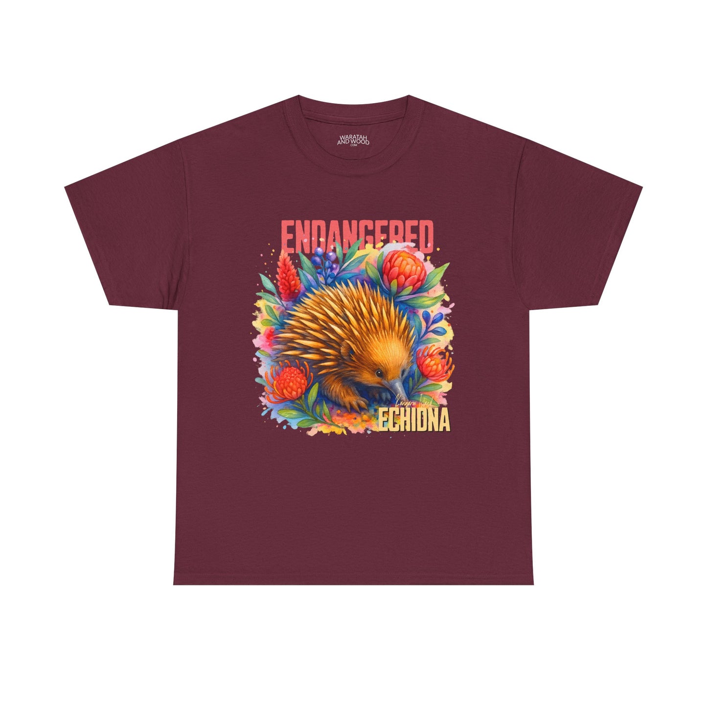 Endangered Kangaroo Island Echidna – Adult T-Shirt | Australian Wildlife Conservation Design | Waratah and Wood Hearts and Habitats