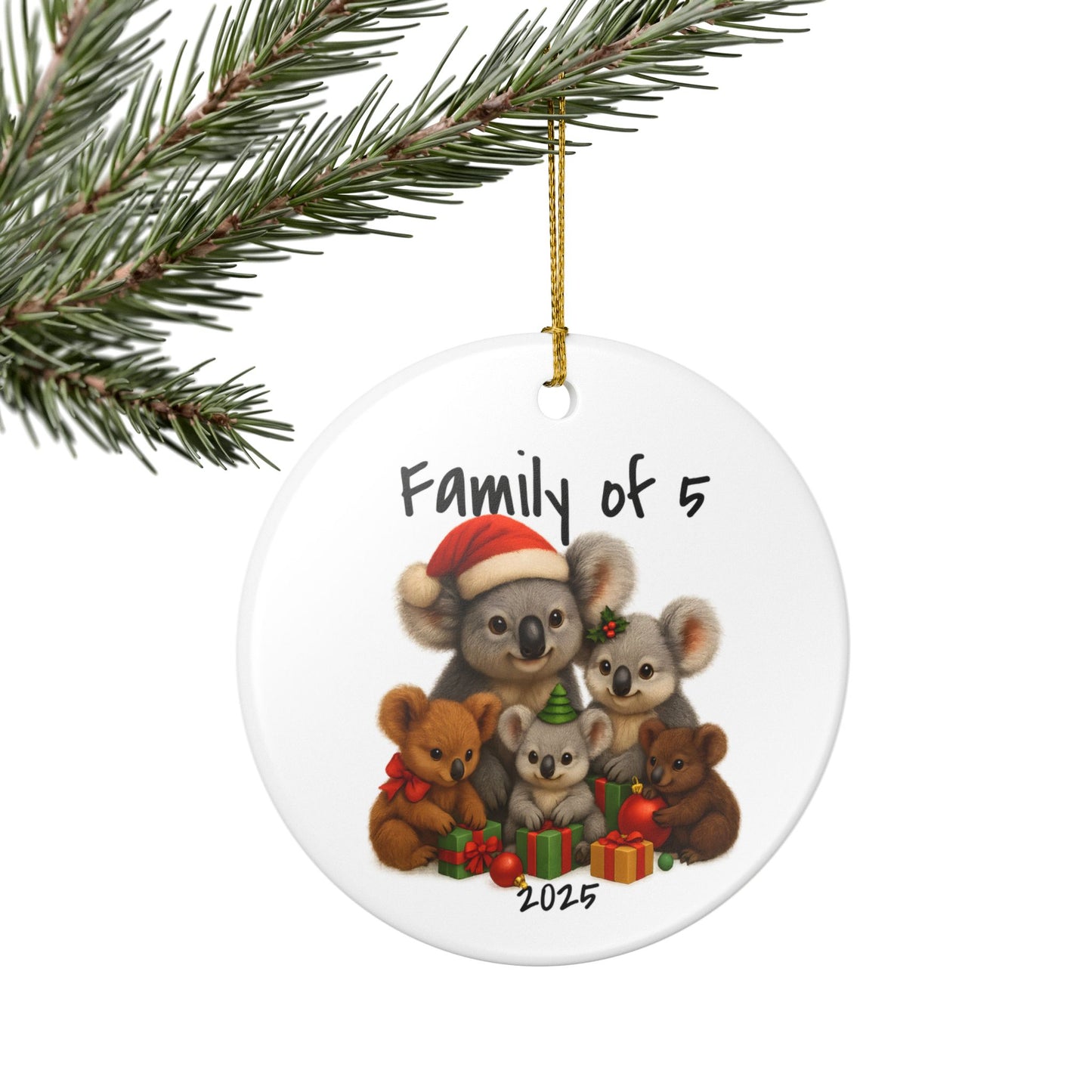 Single Parent Family of 5 Australian Animal Christmas Ornament – Koala Design – 2025 Festive Keepsake