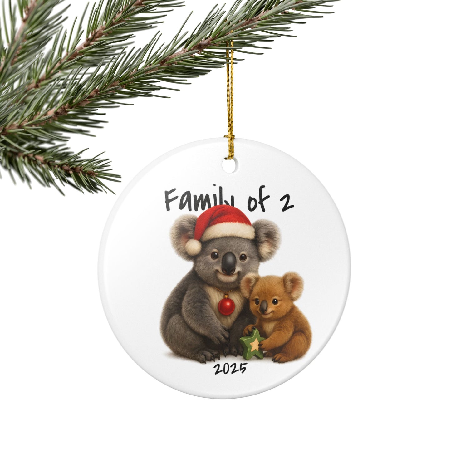 Single Parent Family of 2 Australian Animal Christmas Ornament – Koala Design – 2025 Festive Keepsake