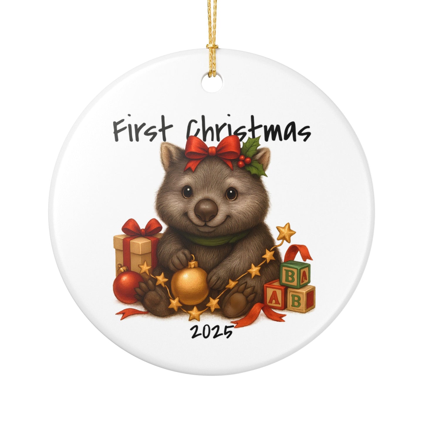 First Christmas Wombat 4 - Australian Animal Christmas Ornament – 2025 Festive Keepsake