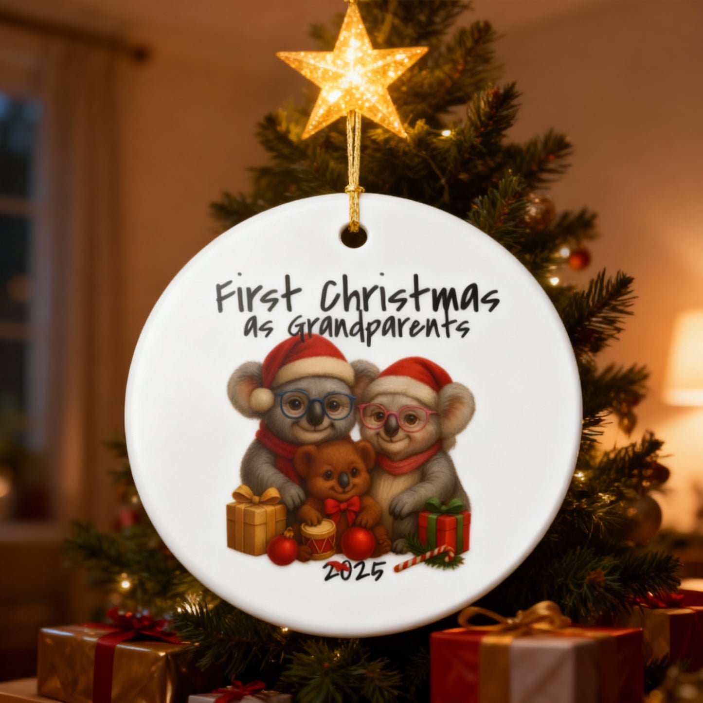 First Christmas as Grandparents Koala Ornament - Australian Animal Christmas Ornament – 2025 Festive Keepsake