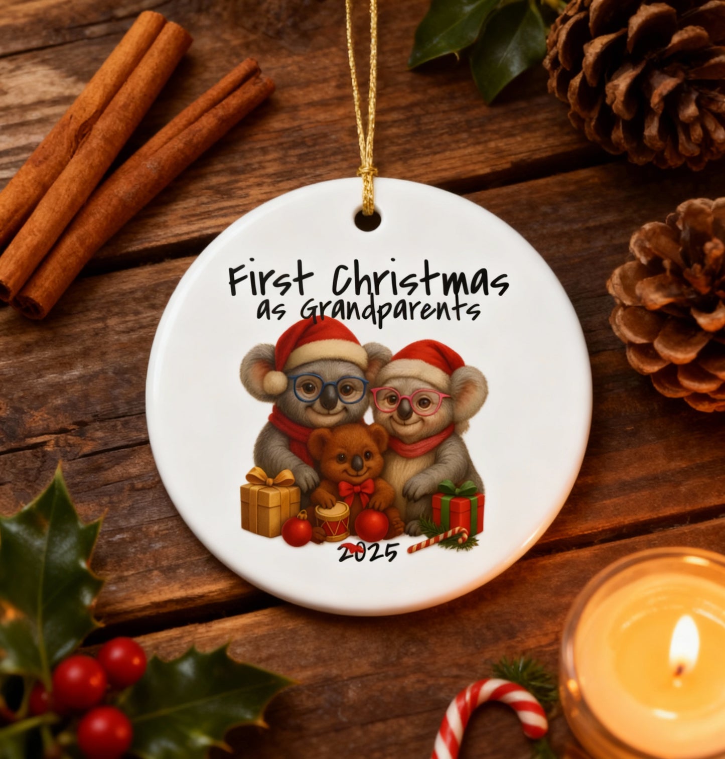 First Christmas as Grandparents Koala Ornament - Australian Animal Christmas Ornament – 2025 Festive Keepsake