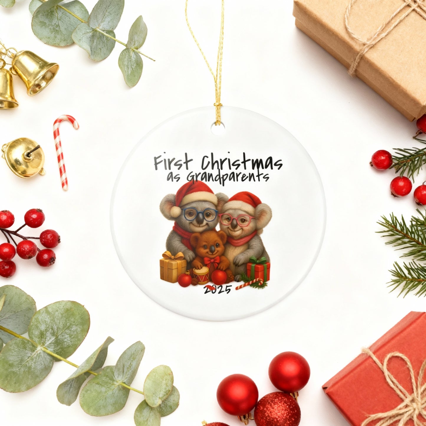 First Christmas as Grandparents Koala Ornament - Australian Animal Christmas Ornament – 2025 Festive Keepsake