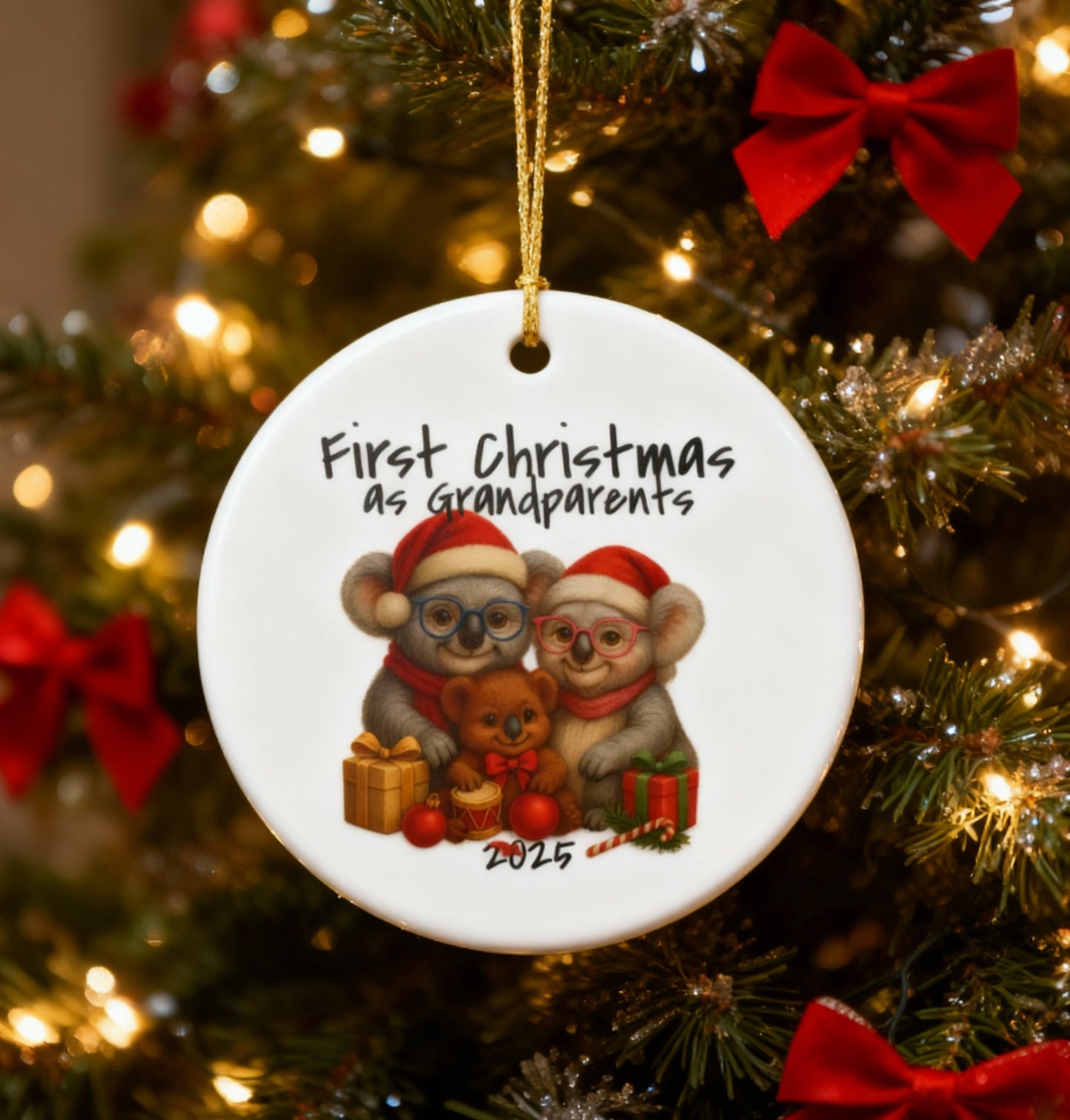 First Christmas as Grandparents Koala Ornament - Australian Animal Christmas Ornament – 2025 Festive Keepsake