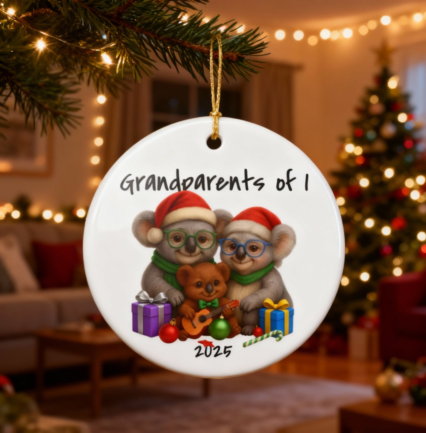 Grandparents of 1 Koala Ornament - Australian Animal Christmas Ornament – 2025 Festive Keepsake