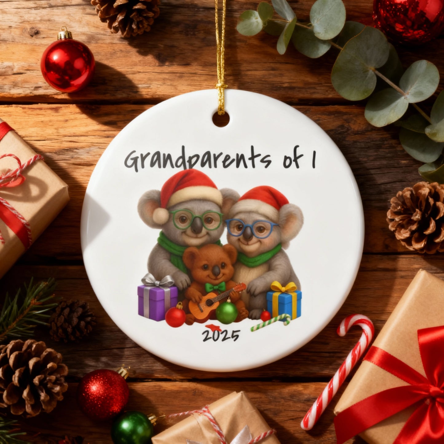 Grandparents of 1 Koala Ornament - Australian Animal Christmas Ornament – 2025 Festive Keepsake