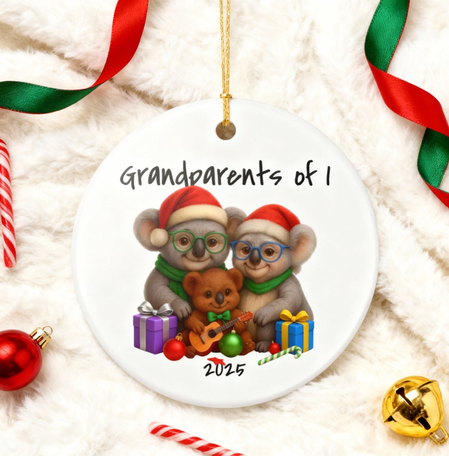 Grandparents of 1 Koala Ornament - Australian Animal Christmas Ornament – 2025 Festive Keepsake